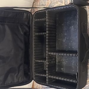 Make up organizer travel bag case with long strap dividers